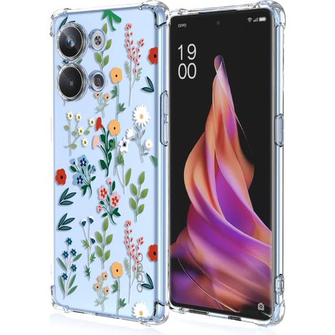 FUNDA PARA OPPO RENO9 PRO TRANSPARENTE FLORES DE COLORES ALTA SÓLIDA (1/5)