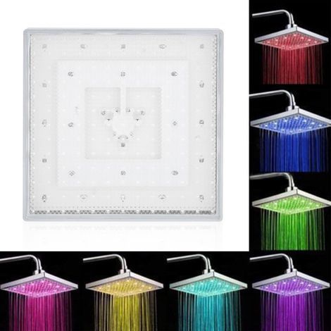 Fixed Square Shower Head, 8 Inch LED Shower Head, Carbon Steel Waterfall Shower Head, Adjustable Bathroom Shower Head, Waterfall Shower Head with 7 Colors (1/5)