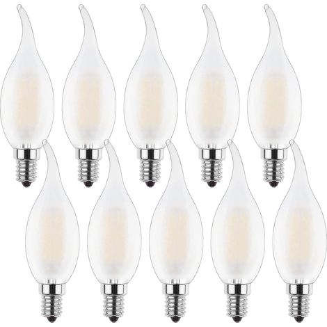 Ampoule LED E14 Bougie, 4 W C35 Filament LED, Petit candélabre à vis Edison SES LED, Blanc chaud 2700 K, pour lustres, Équivalent ampoule à incandescence 40 W, Non dimmable, Lot de 10, Classe énergéti (1/5)