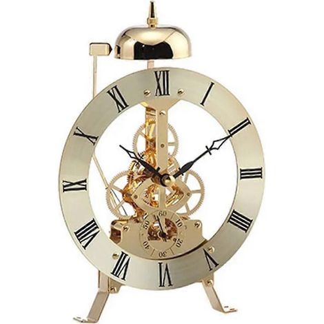 Petite horloge de table vintage en métal pour chambre/bureau, mini-montre mécanique de luxe en or. (1/5)