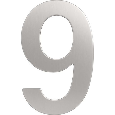 Numero cifra numero SULLA porta 9 autoadesivo argento elegante acciaio (1/2)