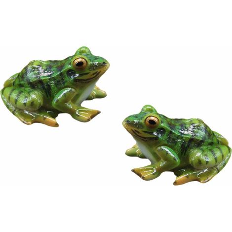 Statue De Grenouille - En Résine - Décoration De Jardin Bureau Intérieur - Lot De 2 (1/5)