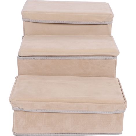 Escalier pour chiens de petite taille, marches pliables à 3 niveaux, antidérapantes, grande capacité avec espace de rangement, canapé lit haut (1/5)