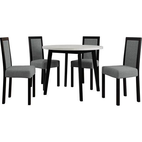 Conjunto de mesas y sillas para comedor Victorville 304, Negro, 75x0x0cm, Diámetro: 100, Número de asientos: 4, Estilo: Contemporary