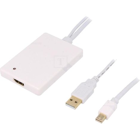 Adaptateur Mini DisplayPort 1.1a prise male HDMI femelle USB A prise male - Blanc