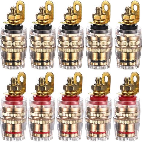 10Pcs 4mm Fiche Banane Douille, Fiche Banane Femelle, 4mm fiche Enceinte, Haut Parleur Reliure Femelle Post Socket Jack, Plaqué Or embase Haut Parleur