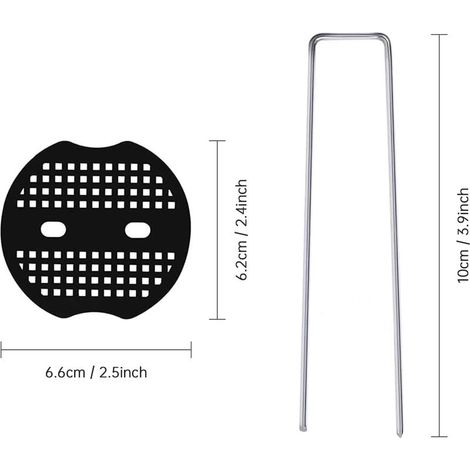 50 Piquets De Jardin avec Rondelles, Piquets De Fixation en Acier Galvanisé pour Baches Agraphes De Fixation De Toile De Paillage Piquets Galvanisé extracteur de piquets en Acier Inoxydable (1/4)