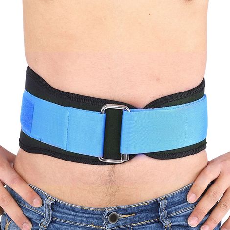 Unisex Gewichtheber-Taillenstützgürtel, elastische Bandage, Sport, Laufen, Kniebeugen, Blau, XL (1/5)