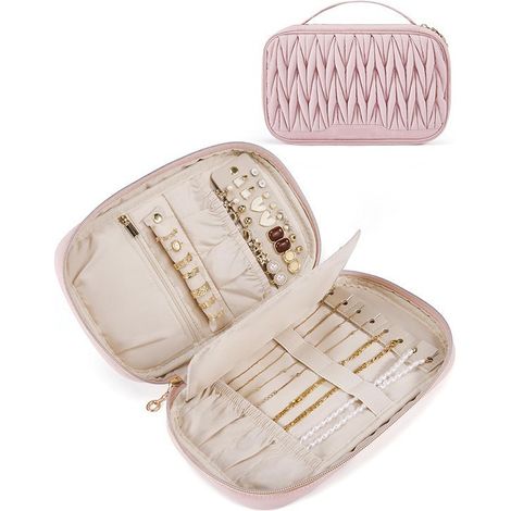 Trousse de rangement pour bijoux voyage femmes, étui à boucles d'oreilles boîte portable (1/5)