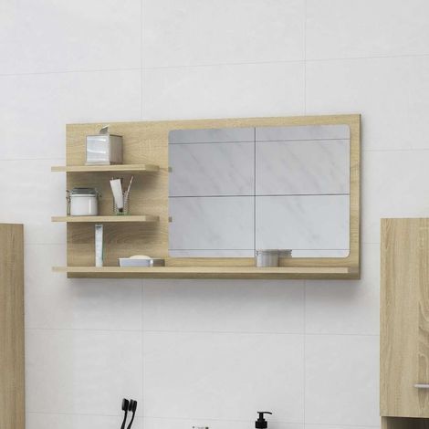 Miroir simple de salle de bain Style baroque - Chêne sonoma 90x10,5x45 cm BV319963 - BonneVie (1/5)