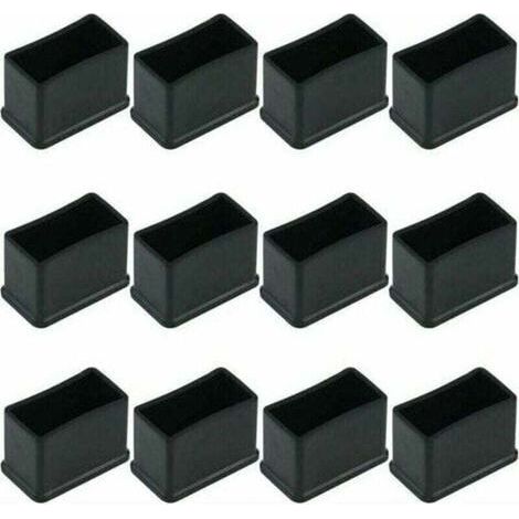 Couvre-Pieds - Caoutchouc Noir - Pour Pieds de Table ou de Chaise - Rectangulaire - 15 x 30 mm - Lot de 12 (1/5)