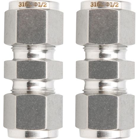 Raccord à Compression 316 Double Bague, Adaptateur Droit pour Tubes 1/2" - 2 Pièces (1/5)