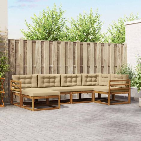 Outdoor-Sofagarnitur mit Kissen 6 pcs Natur und Beige (1/5)