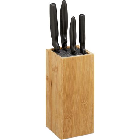 Messerhalter aus Bambus, Messerablage mit Bürste, Universalausführung, leerer Messerhalter, 23 x 10,5 x 10,5 cm, Naturfarbe.