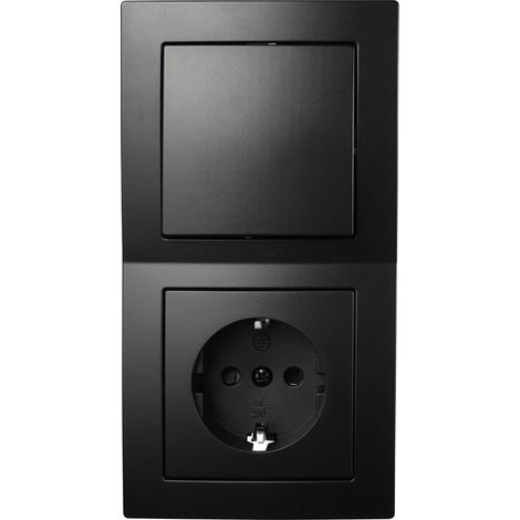 MCPOWER ensemble d'interrupteurs et prises, Flair Porte double, noir mat, 3 pièces