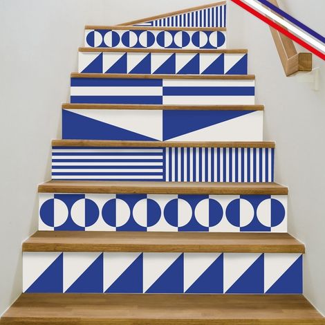 Contremarches adhésives PVC pour escalier - bleu - Lot de 5 (15x100 cm) (1/5)