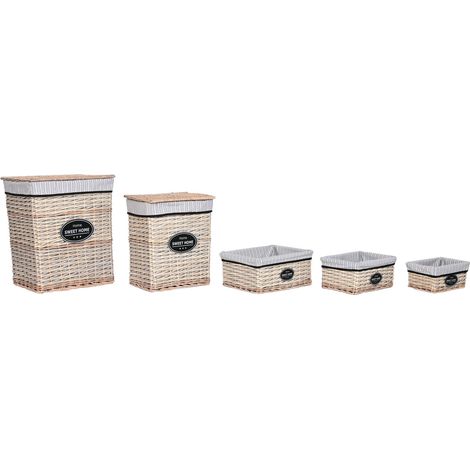 Cesta Ropa Set 5 Mimbre Tela 47X35X55 Natural (1/5)