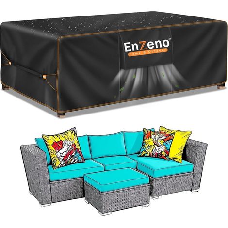 Housse Salon de Jardin Exterieur,Housse Table de Jardin Imperméable,420D Tissu Oxford ,Bache Protection pour Meubles avec évent(200x160x74cm) (1/5)