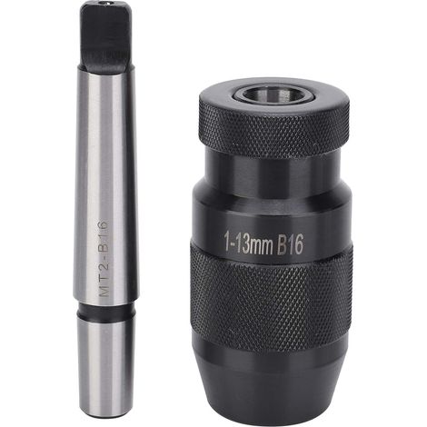 BEBUSINGOTO Mandrin de percage sans Clé, Mandrin de Perçage à Dégagement Rapide Mandrin Conique Morse MT2-B16 pour Perceuses à Colonne Faiseuses et Tours, 1‑13 mm (1/5)