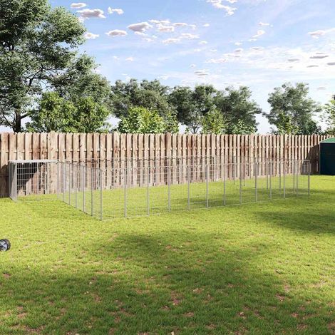 vidaXL Perrera plateada 25,41 m² acero (1/5)