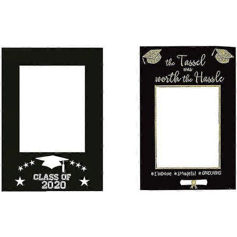Ensemble de 2 accessoires de photographie créatifs en papier et cadres photo pour la cérémonie de remise des diplômes 2020 (noir et or + noir 2020) (1/3)