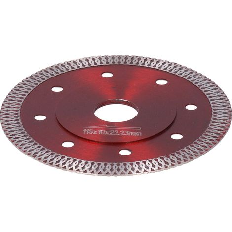 Disque de scie diamanté 115 mm pour coupe à sec et humide, idéal pour la céramique, le granit et le marbre (rouge).