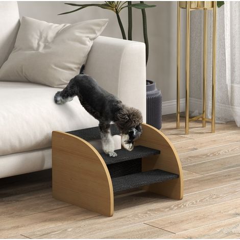 Scala per cani a 3 gradini 38,5 x 38,5 x 30 cm rovere e nero per cani piccoli (1/5)