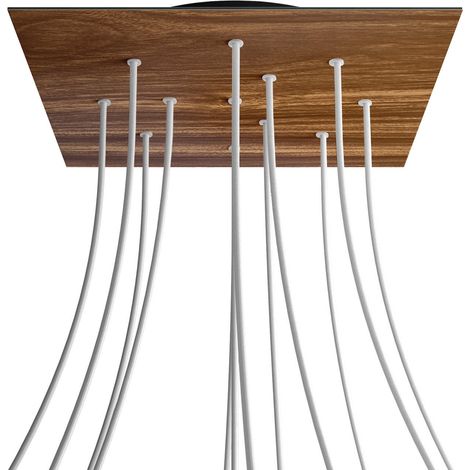 creative cables Rose-One XXL Rosette Square, 400 mm avec 12 trous et 4 trous latéraux - Bois, noir (1/5)