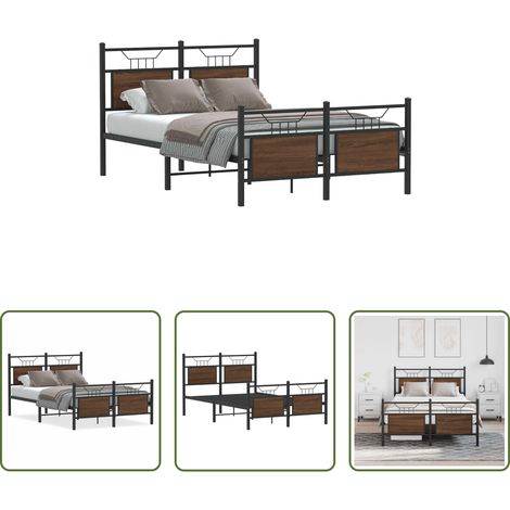 Sommier métal - Cadre de lit sans matelas chêne marron 120x190 cm (1/5)