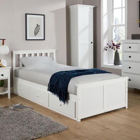 Single 3ft Pine Wooden Bed Frame 3ft Underbed Storage Drawers Bedroom Furniture (1/5)