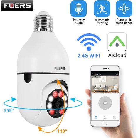 Caméra de surveillance à ampoule E27 : vision nocturne couleur, suivi automatique des personnes, zoom, surveillance intérieure (1/5)