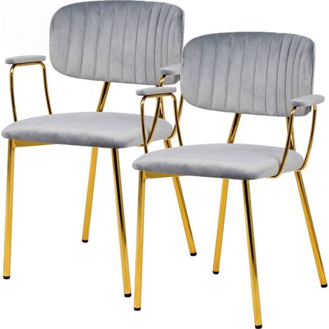 Chaise Giselle 225 lot de 2 - Gris souris et doré (1/5)