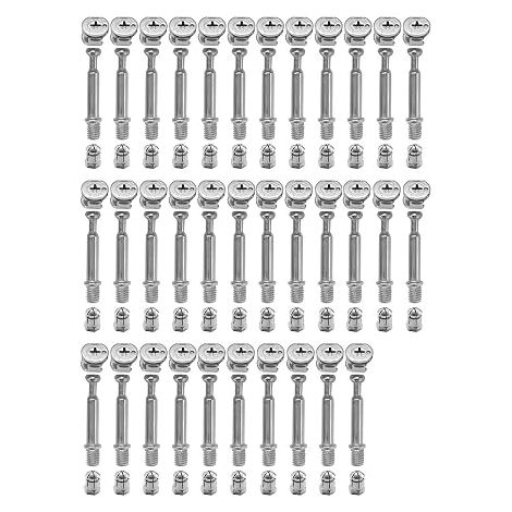 Raccords de Came Ø15mm avec Goujons à Visser M6x40mm et Écrous Pré-insérés M6 pour la Connexion de Panneaux d'armoires de Meubles (1/5)