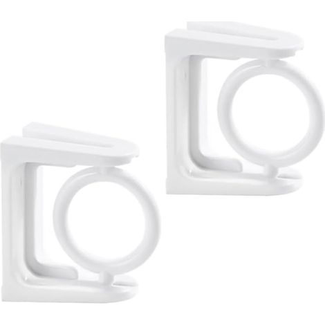 Lot de 2 supports adhésifs pour barre de douche, en ABS blanc robuste, pour fixation murale de porte-serviettes de salle de bain (1/5)