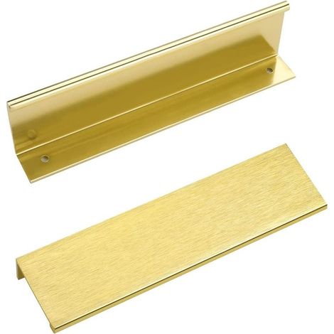 (10 pièces, or) Poignée de porte longue invisible pour armoire, 150 mm de long, poignée de bord doré sans perforation (1/5)