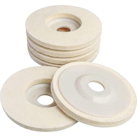 Lot de 5 disques de polissage en feutre de laine, 100 mm, pour meuleuse d'angle, convient pour le métal, le verre, la céramique, le marbre et le bois (1/5)