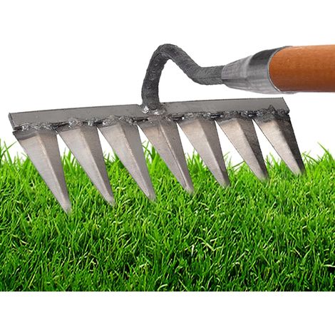 Rastrelli per erbacce, rastrelli da giardino a 7 denti, rastrelli per foglie, rastrelli in acciaio al carbonio, rastrelli per prato, rastrelli scarificatori, scope rastrelli per impieghi gravosi, rimo (1/3)