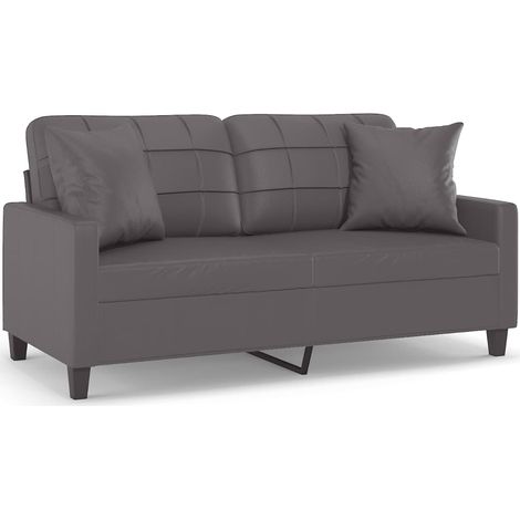 Maison Exclusive - Canapé 2 places avec oreillers décoratifs gris 140cm similicuir