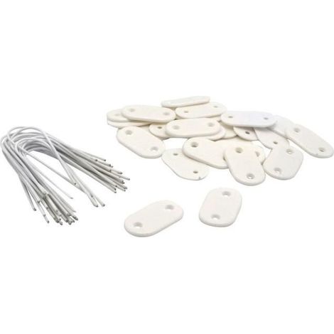 NATURE Set de 26 fixations pour mailles - Ecrans et canisses plastique - Blanc - Attache + brin 14 cm fil de fer plastifie