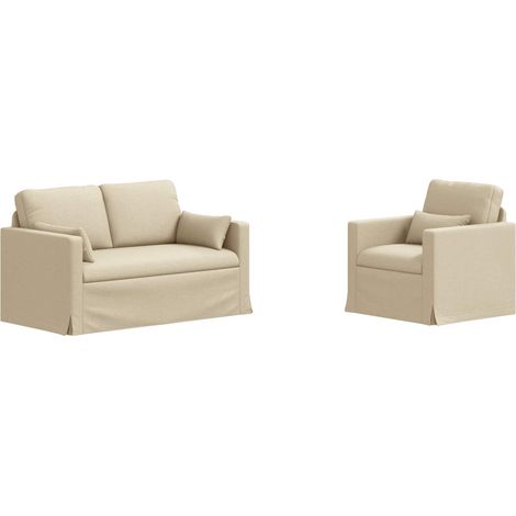 Ensemble de Canapés 2 pcs  Salon de jardin Crème 139 x 78 x 80 cm tissu