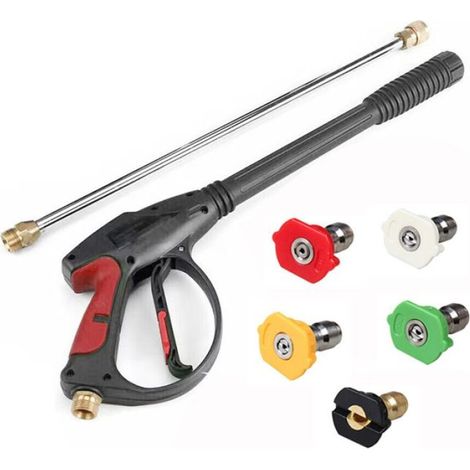 Pistolet nettoyeur haute pression avec lance et 5 buses M22, raccord 3/4", ABS et laiton, 4000 psi (1/5)