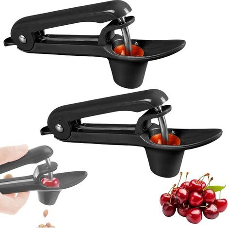 Dénoyauteurs cerises et olives 2 pièces – Dénoyauteurs manuels pour retirer rapidement les noyaux – Accessoires pratiques pour cerises olives tartes et confitures – Noir (1/5)