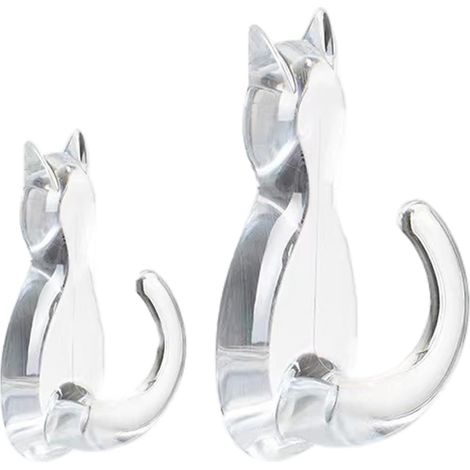 CCYKXA Set mit 2 katzenförmigen Wandhaken, selbstklebenden Türhaken, Wandhaken, Wandhaken ohne Bohren, dekorative Klebehaken für Mäntel, Schlüssel, Hüte, Handtücher