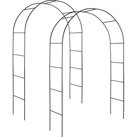 Lot de 2 arches jardin à roses acier résistant aux intempéries vert