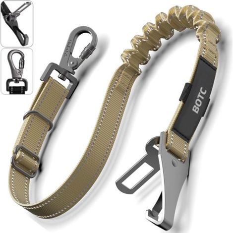 Ceinture de sécurité pour chien en voiture - Ceinture 3 en 1 - Réfléchissante - Marron - Acier inoxydable (1/5)