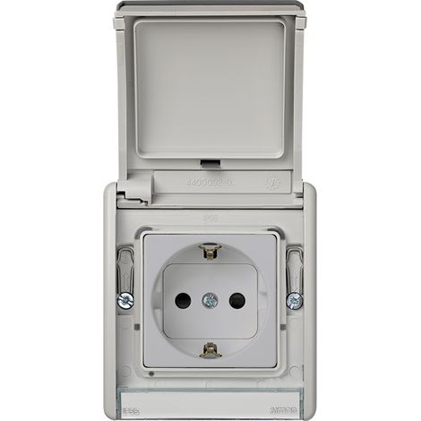 BASE ENCHUFE GRIS MONOBLOC EMPOTRAR