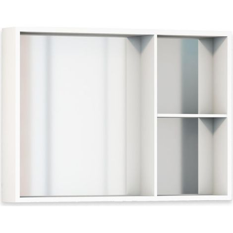 Meuble de Salle de Bain, Armoire avec Miroir pour Salle de Bain, Armoire Murale, Rangement pour la Salle de Bain, Meuble vestiaire, Meuble de Salle de Bain auxiliaire, Meuble monté, vestiaire (1/5)