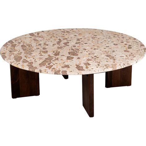 Table Basse en Marbre "Mathilde" 90cm Naturel & Beige