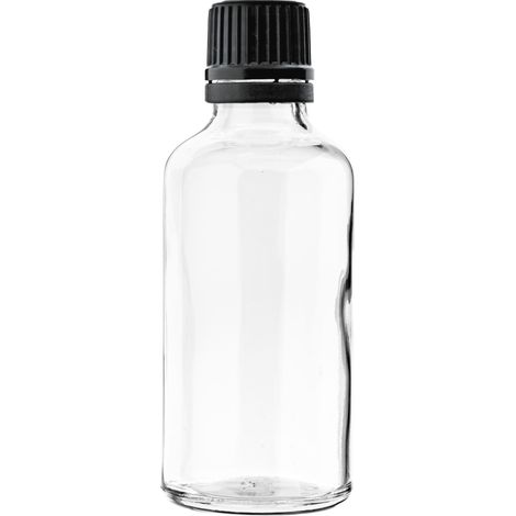 Frasco de vidrio incoloro de 5 ml con gotero negro, rosca 18/415. (1/4)