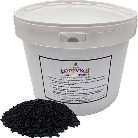 Granulado de carbón activado – Carbón activado altamente activo con bolsa de filtro verde – Tamaño del granulado: 4 mm – Contenido: 4,5 kg (7 litros) (1/5)